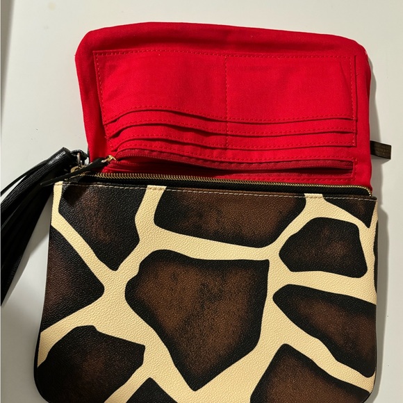 Dooney & Bourke Brown and Cream Giraffe Print Clutch - Picture 4 of 6